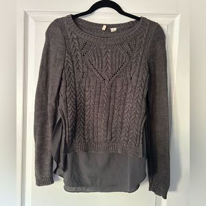 Anthropologie Moth Ella Cable Knit Layered Sweater Gray